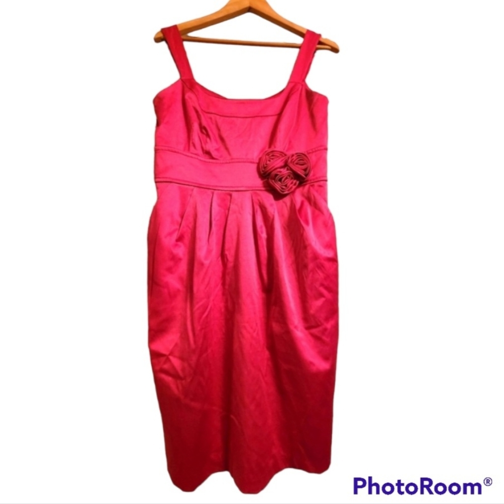 Barbie Pink Satin Dress with Pockets and Rose Applique